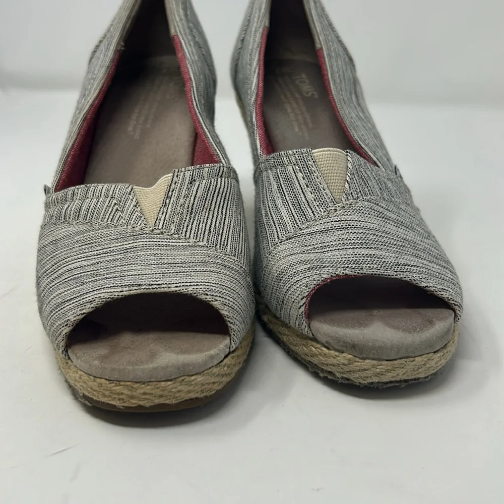 Toms Espadrille Wedged Heel Open Toe Shoes Size 7